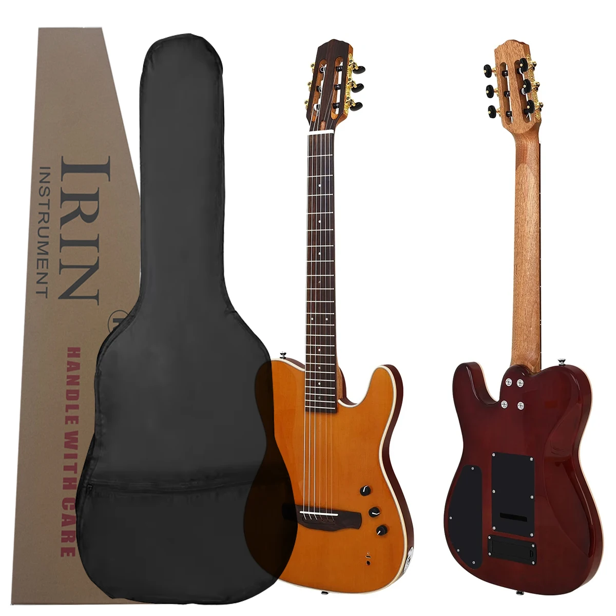 

IRIN 39-дюймовая бесшумная классическая гитара, 6 струн, 22 лада, умная Bluetooth, полная одноплатная электрическая деревянная гитара с гитарной частью