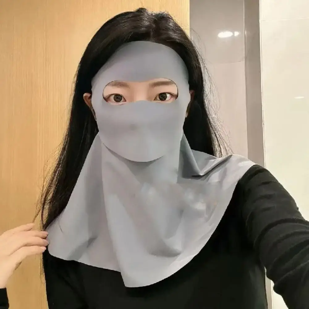 

Thin Breathable Full-Face Sunscreen Veil UPF 50+ Summer Ice Silk Face Cover Anti UV Outdoor Neck Wrap Cover Unisex