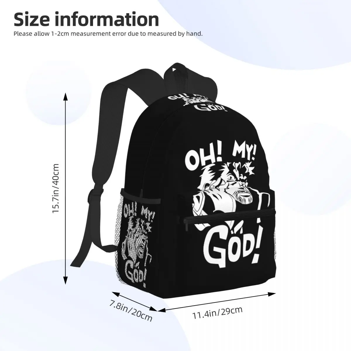 Joseph Joestar Oh My God Jojo Bizarre Adventure Zaino per studenti Borsa da scuola Zaino da trekking per borse a tracolla per ragazzi e ragazze