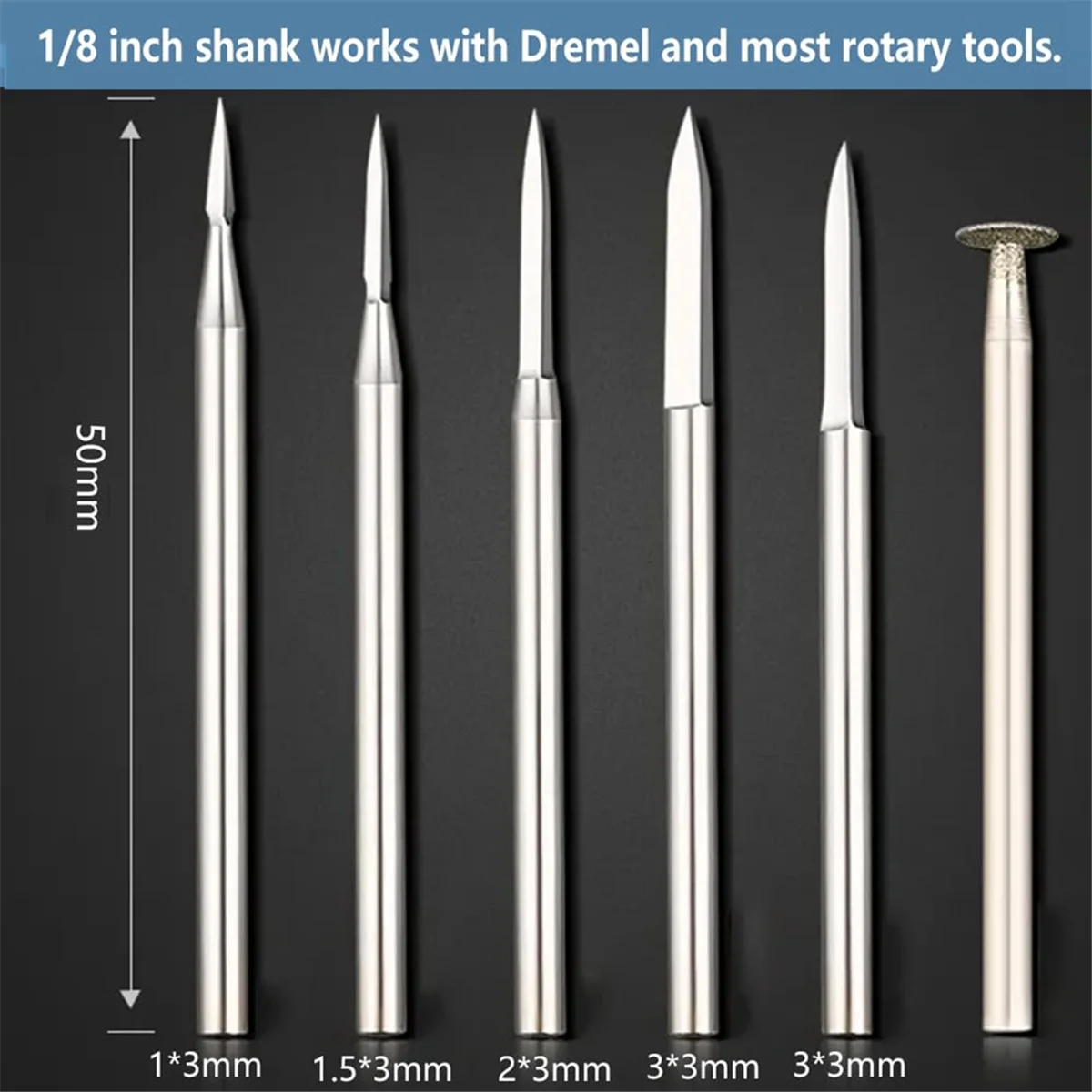 AT77 Wood Carving Drill Bits Set for Rotary Tool 6Pcs Engraving Drill Accessories Bit Wood Crafts Grinding Tool 3mm