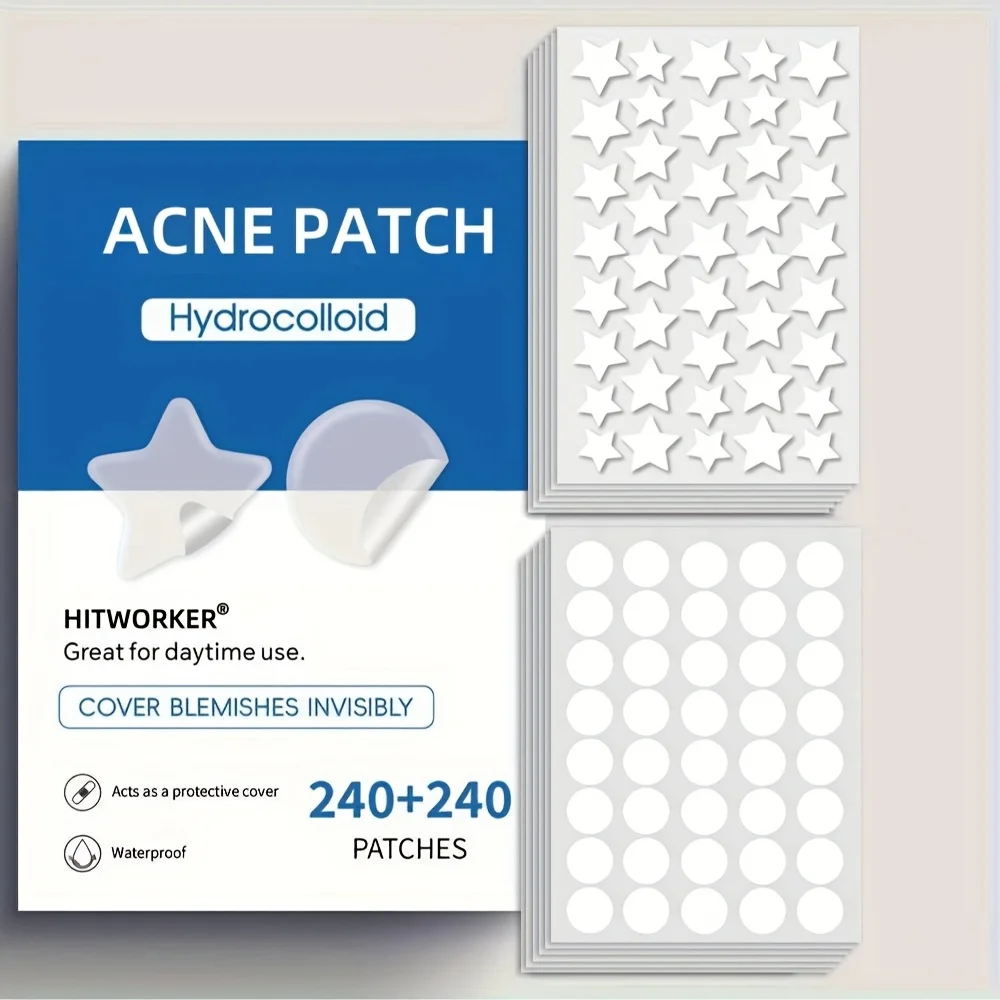240+240 parches transparentes para el acné en forma de estrella para adultos: tiras de limpieza efectivas de poros, sin perfumadas, sin alcohol, impermeables,