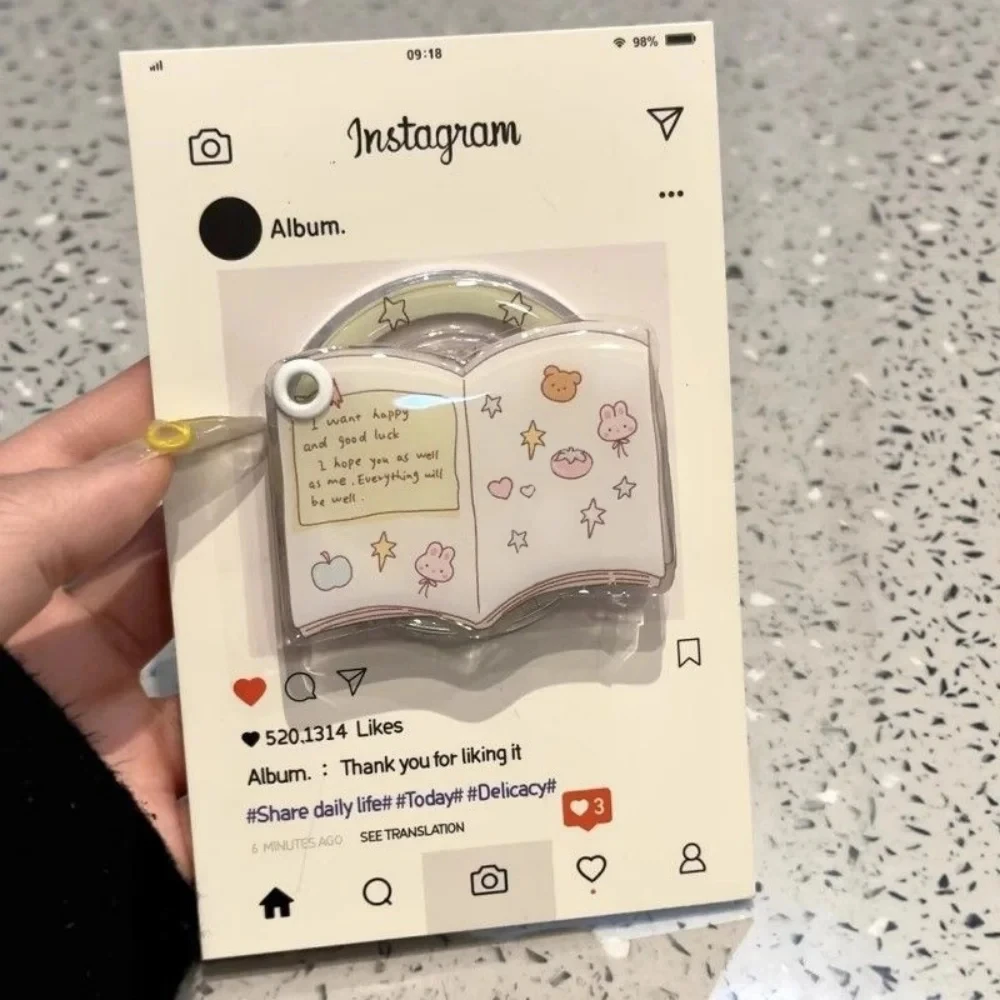 

Корейское милое зеркало для макияжа с 3D мультяшной книгой для Magsafe Griptok, держатель для телефона, подставка для кольца на палец для iPhone 16, кронштейн для девочек