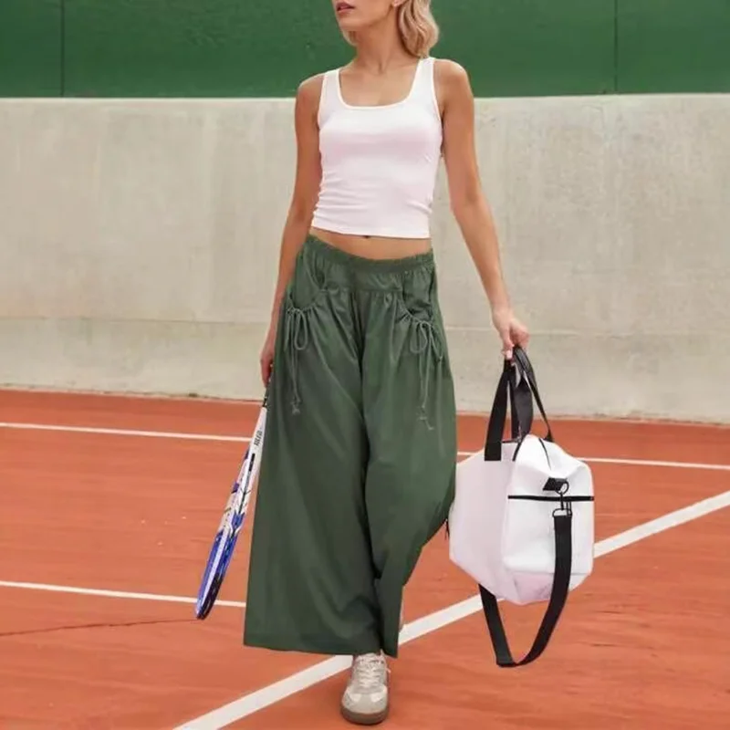 

Women's Drawstring Pocket Overalls Retro Casual Loose Slimming Wide Legs