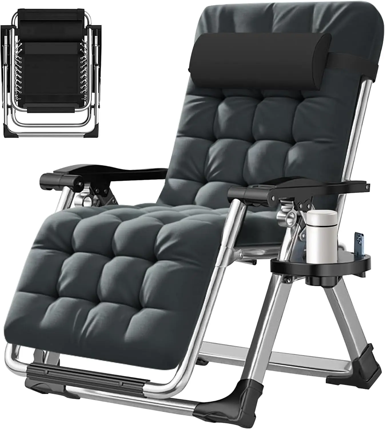 

Премиум-кресло-шезлонг с нулевой гравитацией, регулируемое, для улицы, с откидной спинкой, со съемной подушкой и подносом