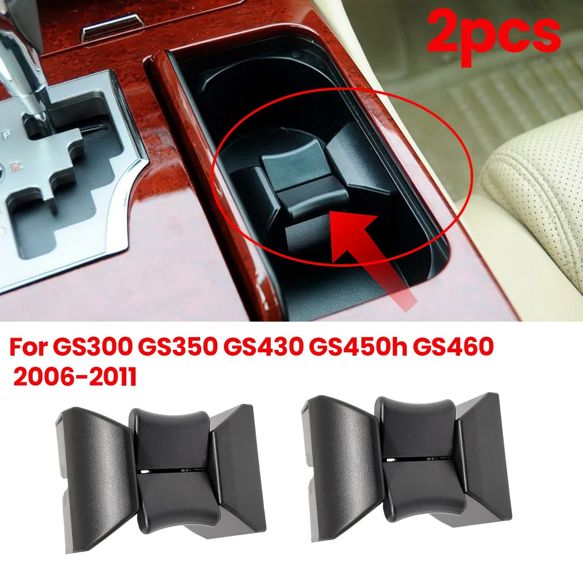 2PCS Center Console Cup Holder Insert Divider 55618-30040 for LEXUS GS300 GS350 GS430 GS450H GS460 2006 07 08 09 10