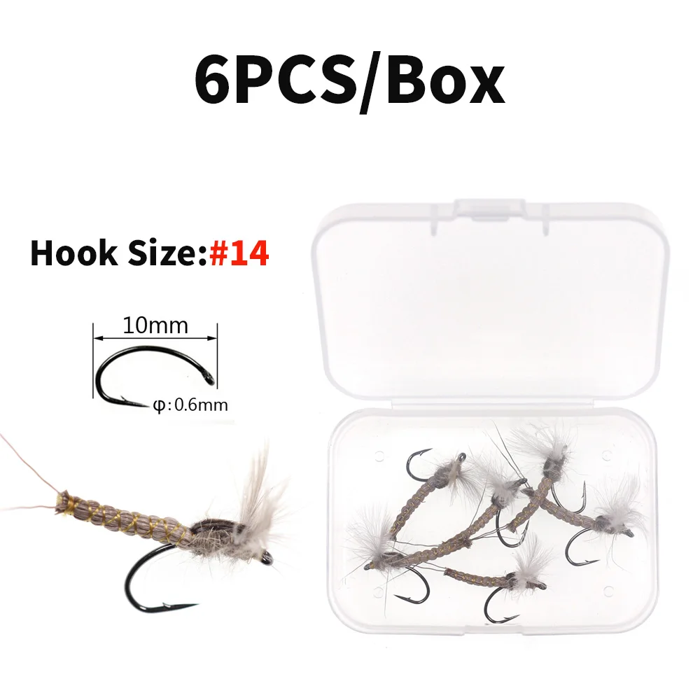 6 stuks # 10 # 12 # 14 CDC Feather Wing Mayfly Extended Body Mayfly Droge Vlieg Vliegvisvliegen Forel Baars Vissen Lokmiddelen