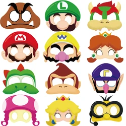 Mario Mask Party Decoration Set, presente de aniversário, acessórios legais, ornamento favorito para meninos e meninas, Halloween, 12pcs