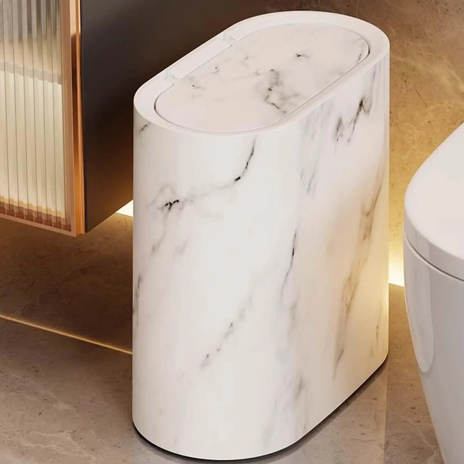 Kleiner Mülleimer mit Deckel, schmaler Mülleimer mit Deckel für Badezimmer, abgedeckter Mülleimer, Abfallkorb für Wäsche, Küche, Toilette