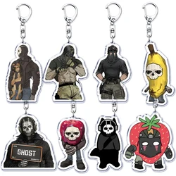 Cute Military Game Ghost Chibis Keychains for Accessories Cod Soldier Soap Simon Riley Keyring Jewelry Fans Gamer Gaming Gifts