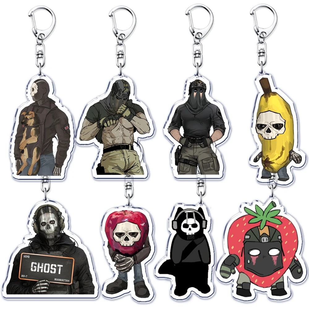 Śliczna gra wojskowa Ghost Chibis breloki na akcesoria dorsz żołnierz mydło Simon Riley brelok biżuteria fani Gamer prezenty dla graczy