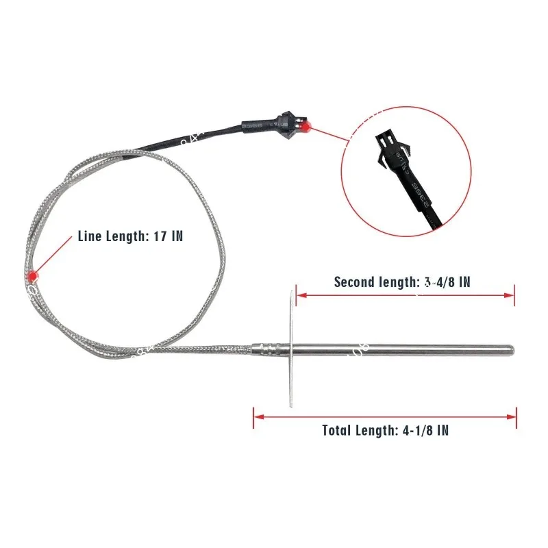 North American Pellet Grill Spare Probe, 120V US Bbq Smoker PT1000 Sensor, Wood Pellet Oven Temp Sensing Rod