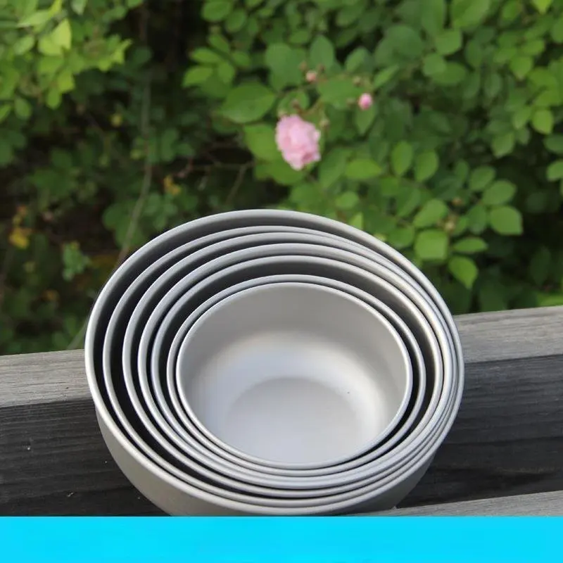 Pure Titanium Camping Bowl Set - Ultralight Stackable Tableware, BPA-Free Nesting Cookware for Backpacking, Hiking & Outdoor