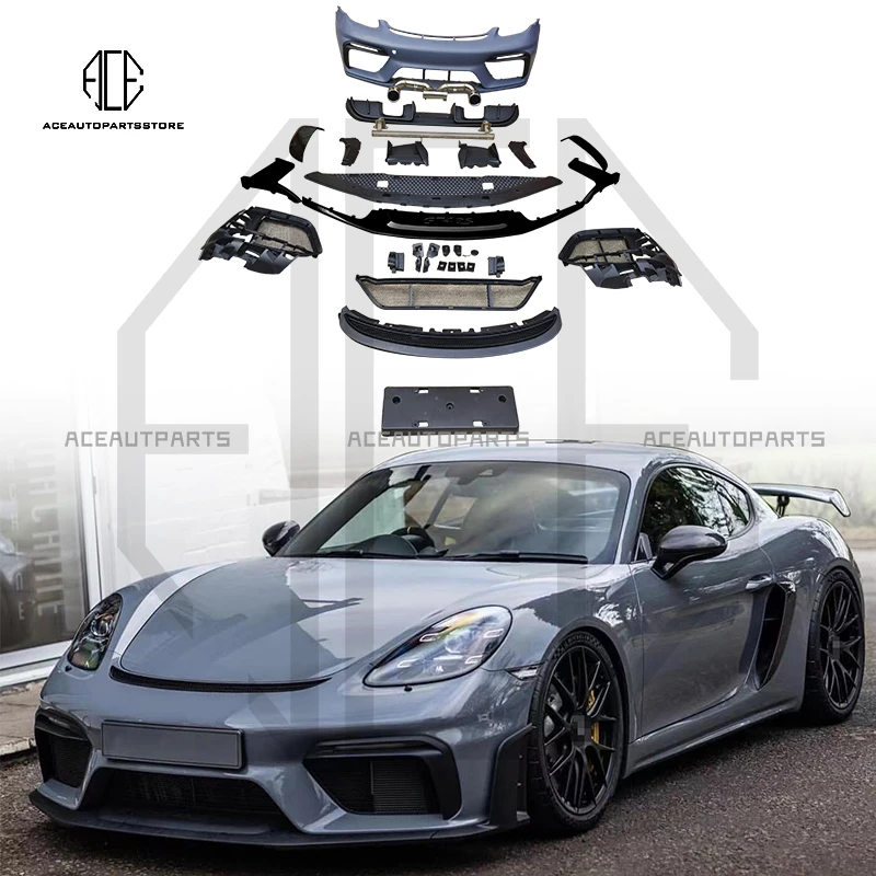 GT4RS Style For Porsche 718 GTS Cayman Boxster Body Kit Car Bumpers Rear Diffuser Spoiler PP Material