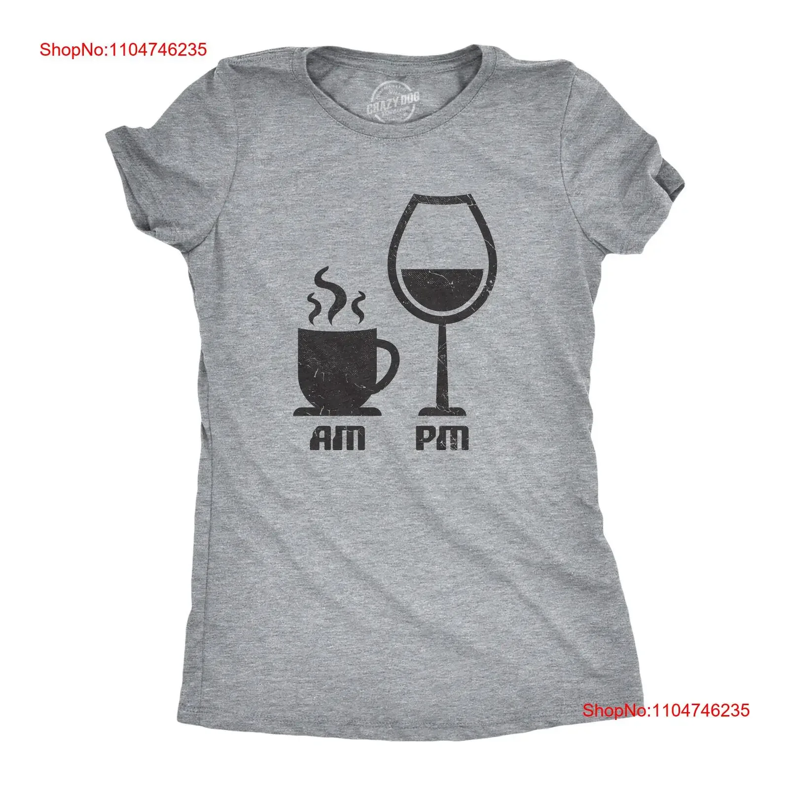 تي شيرت نسائي AM Coffee PM Wine تي شيرت مضحك للشرب عتيق مغسول متعدد الاستخدامات ملابس الشارع الشهير جرافيك كاجوال للجنسين قليلاً