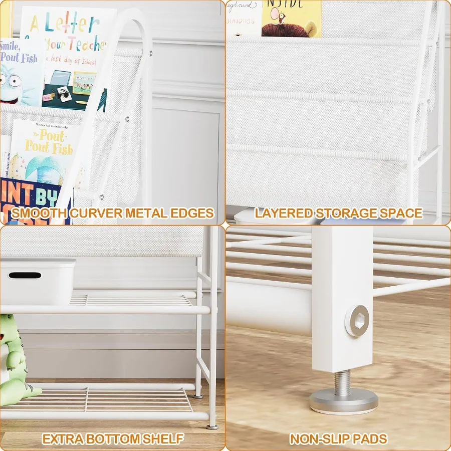 Freestanding Bookshelf with 4 Deep Pockets for 's Room 32Inch Tall Book Storage Unit with Stable Design Ideal for Toy Organizer