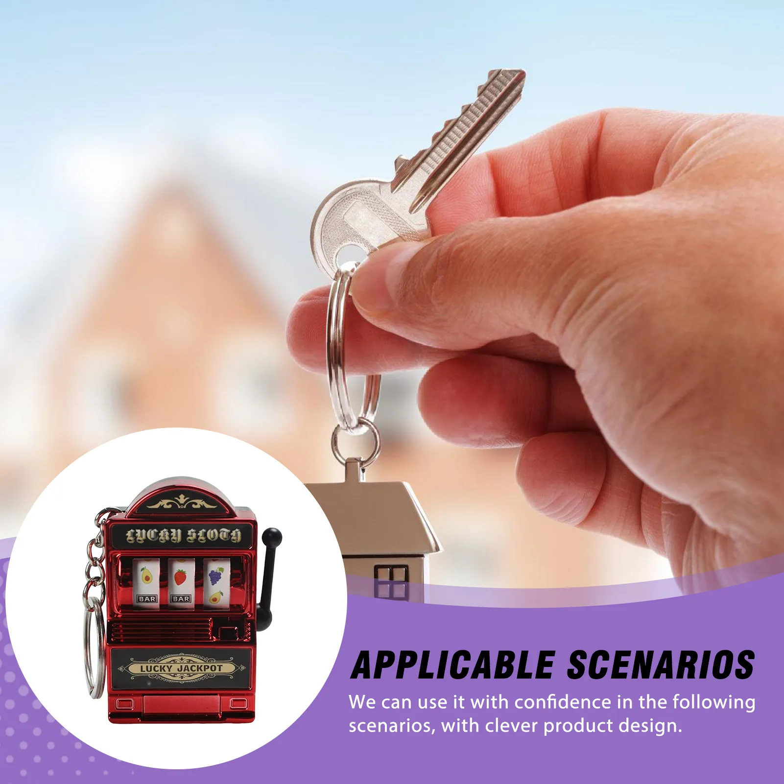 Slot Machine Keychain Creative Game Toy for Adults Gift Bag Charm Retro Fruit Machine Key Ring Durable Backpack Accessory