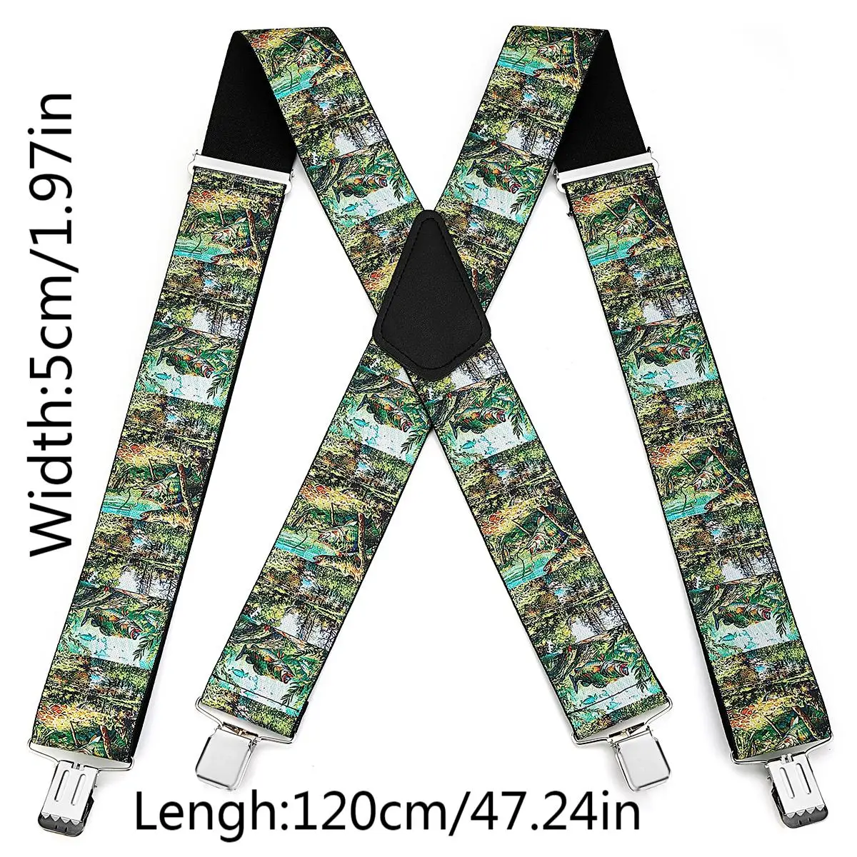 Printed Camouflage Suspenders with Animal Patterns, Adjustable and Non-Slip