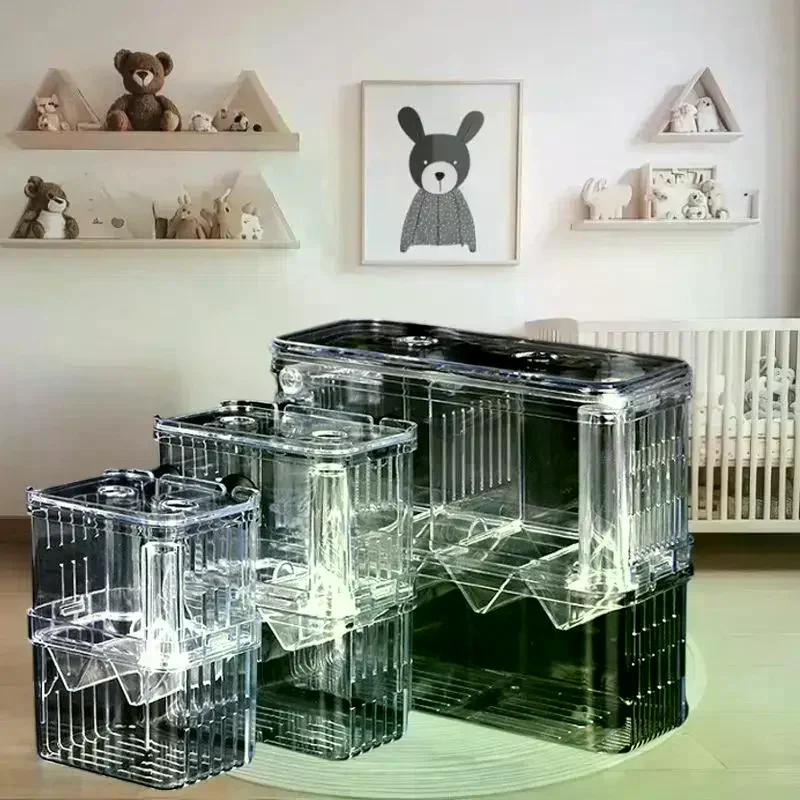 Aquarium Isolation Box With Dual-Hole Feeding Structure Connected Oxygen Pump Simple Installation Isolation Compartment Plastic