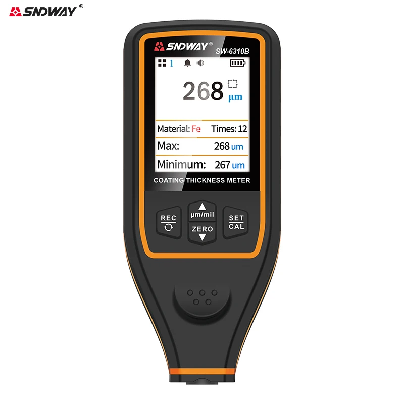 SNDWAY SW-6310A Coating Thickness Meter 0-1700um Fe/NFe Auto Dual Mode 2inch Screen 30 Data Storage Car Paint Film Tester view 6