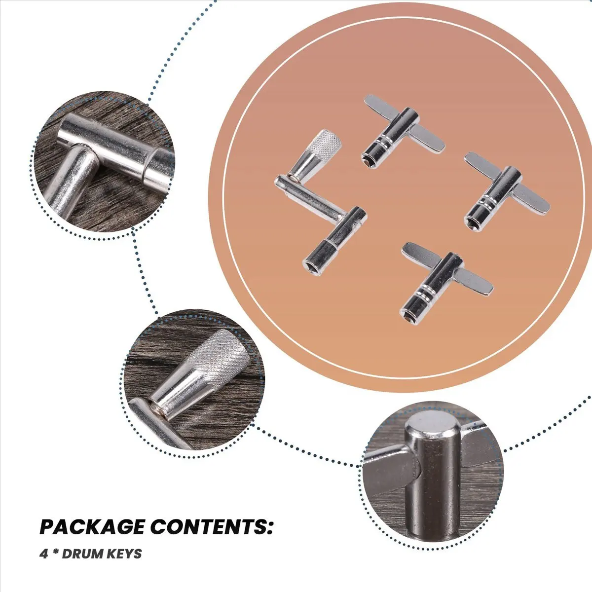 New Arrival Fashion Drum Keys 4 Pack Drum Tuning Key with Continuous Motion Speed Key Percussion Instruments Parts for Drummers
