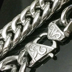 16mm Heavy Mens Chain Boys Necklace Double Curb Cuban Link Necklace 316L Stainless Steel Necklace 7-40 inch Optional