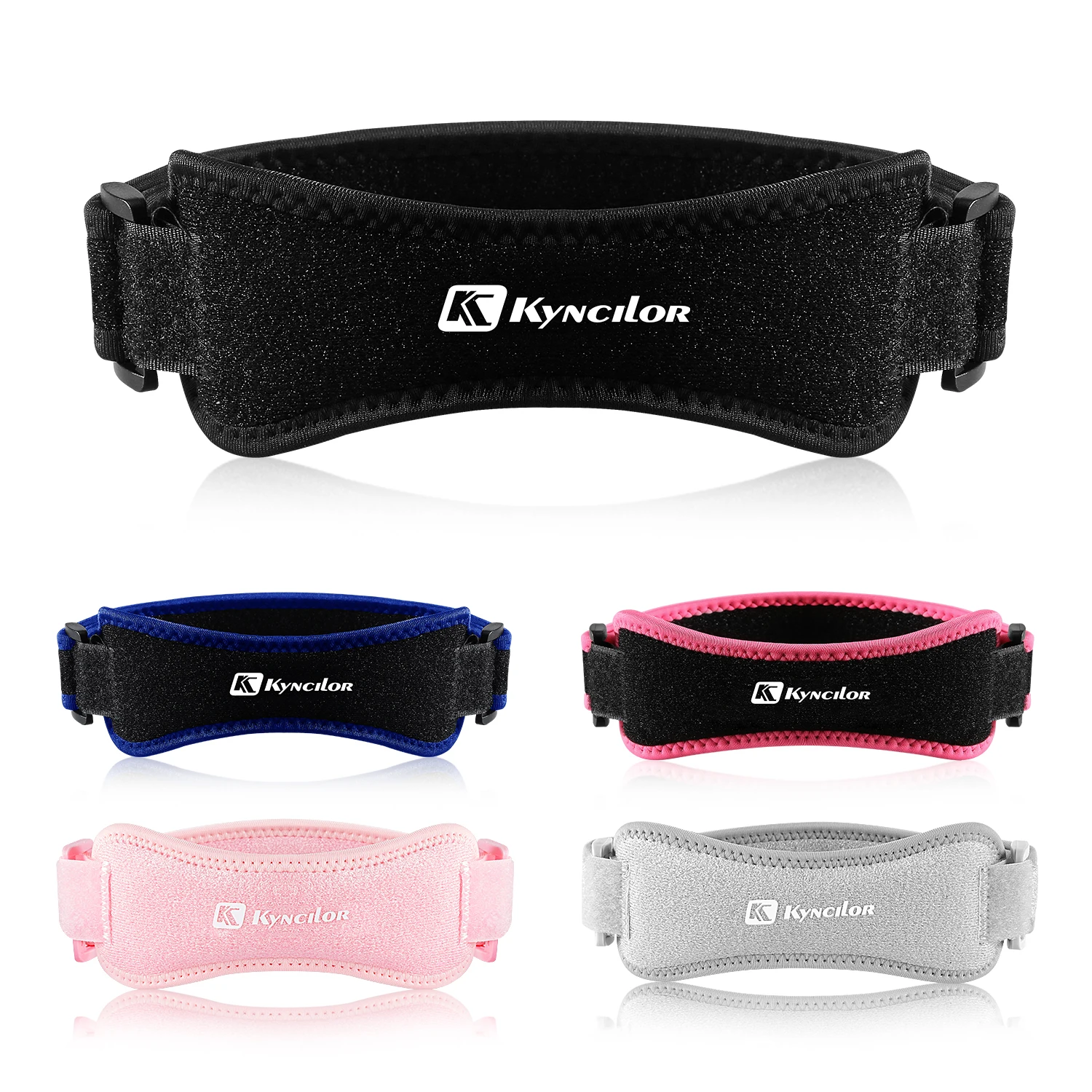 2PC Patella Kneecap Band Adjustable Silica Gel Knee Tendon Strap Protector Knee Pad Running Sports Cycling Gym Knee Support Pads