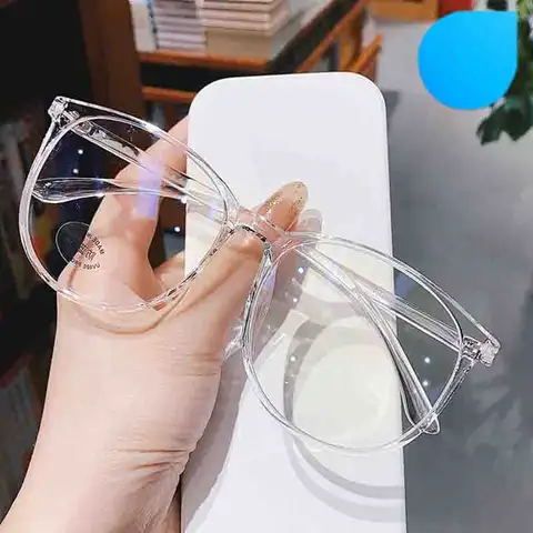 안티 블루 라이트 투명 프레임 안경, 큰 라운드 안경, 컴퓨터 눈 보호, 광학 안경, 투명 안경