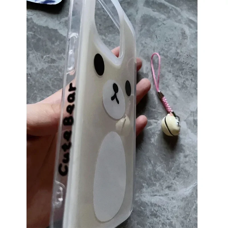 New Kawaii Rilakkuma Mobile Phone Shell Iphone15/14/13/12/11Promax With Pendant Soft Shell Anti Fall Cartoon Gift For Girls