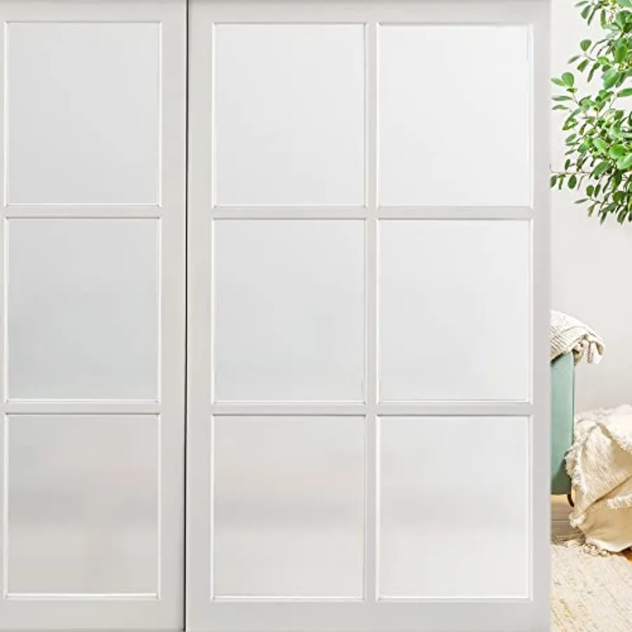 Película de Privacidad para Ventanas, Esmerilada, No Adhesiva, Opaca, para Puertas de Baño, Vinilo Estático, Adhesivos de Privacidad para Día y Noche, Vinilo para Vidrio