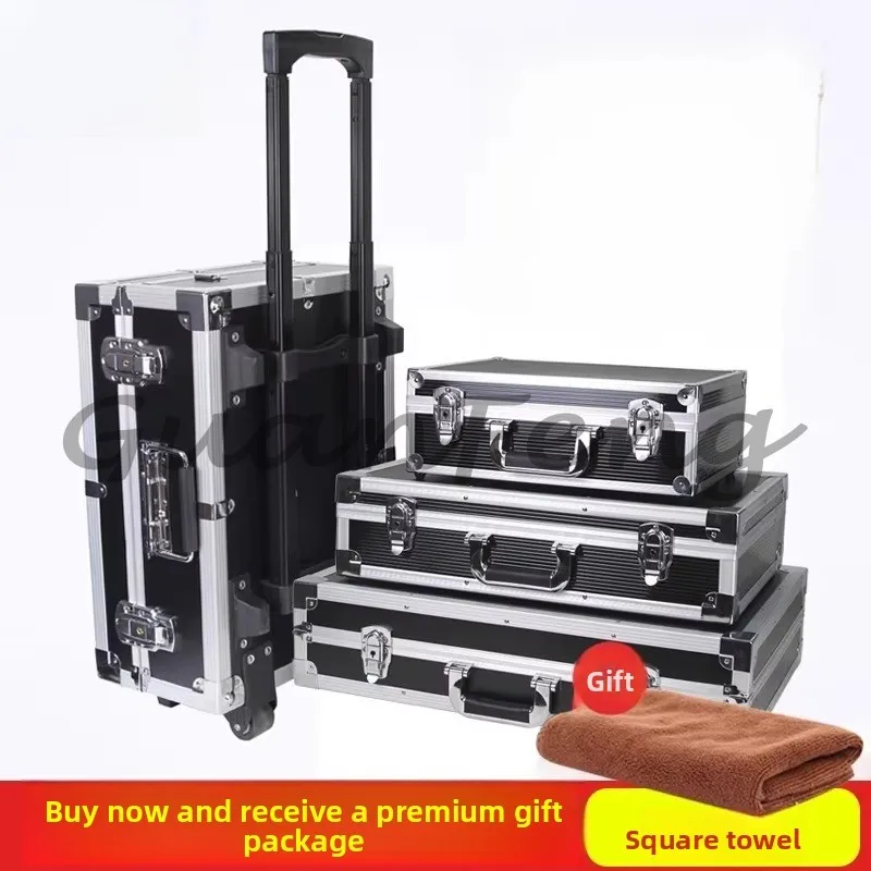 Large Reinforced Aluminum Alloy Hard Case Portable Shockproof Tool File Box Custom Size Aluminum Carrying Suitcase