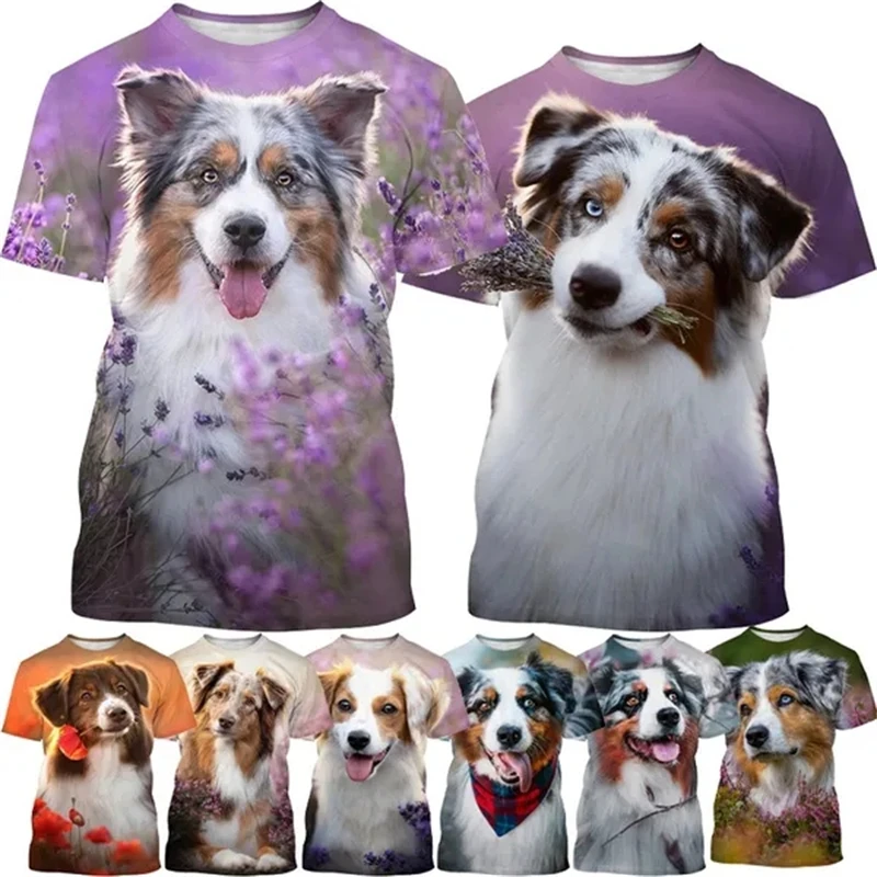 

New Animal Australian Shepherd 3D Men's Women Short Sleeve T-Shirt Casual Dog Shepherd Print Harajuku Style Street Wear TShirt