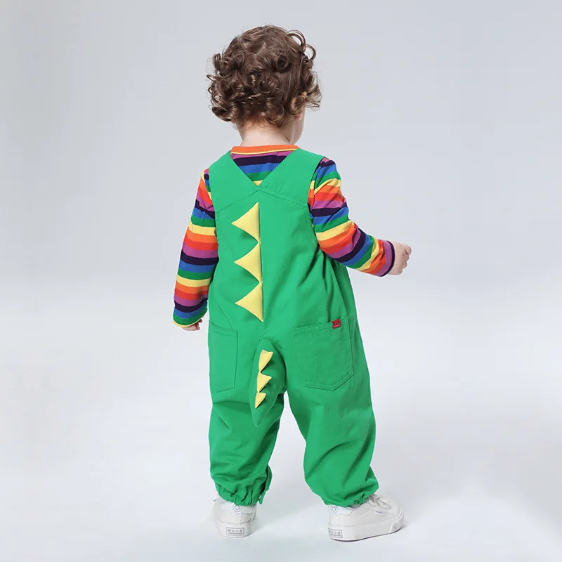 Kawaii Dinosaur Baby Rompers Girls Boys Bodysuit Overall+T-shirt Infant Long Sleeve Children's Set Cartoon Fashion Child's