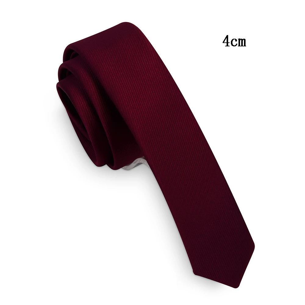 RBOCOTT Skinny Mens Womens Tie 4cm Slim Solid Tie dark green Wine Red Black Blue Purple for Wedding Party Gift