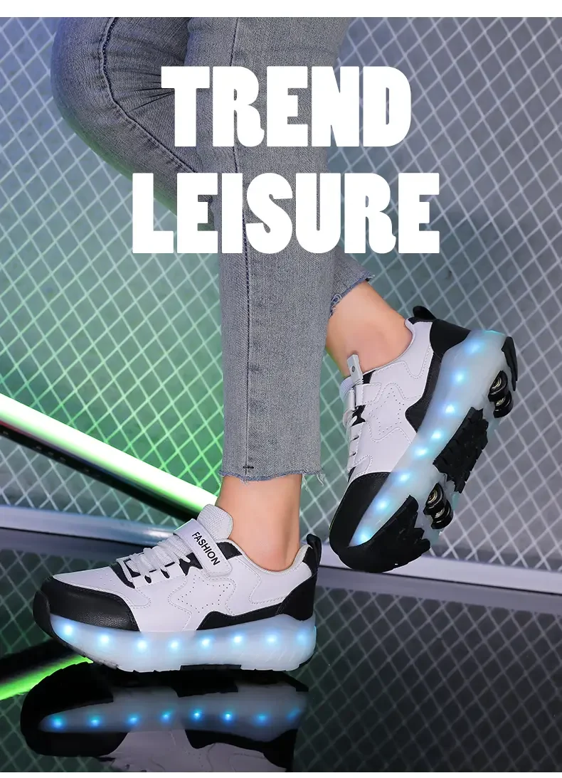 2025Flash обувь для детей, кроссовки для двойных роликовых коньков для мальчиков, невидимые автоматические роликовые туфли для школьников, легкая обувь