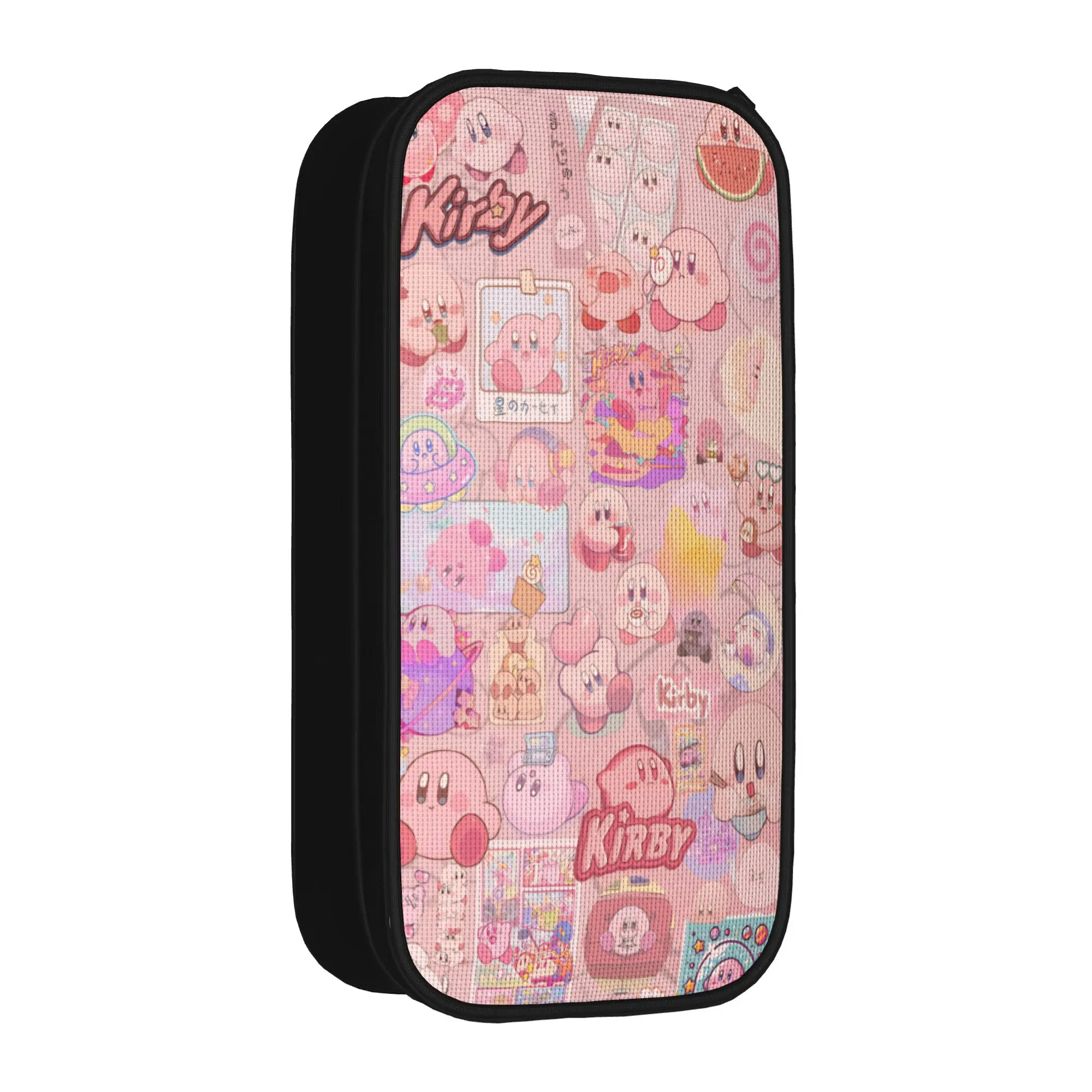 

pink kirbys funny game Pen Box Double Layer Large Capacity Office Supplies Pencil Bag Suprise Gift
