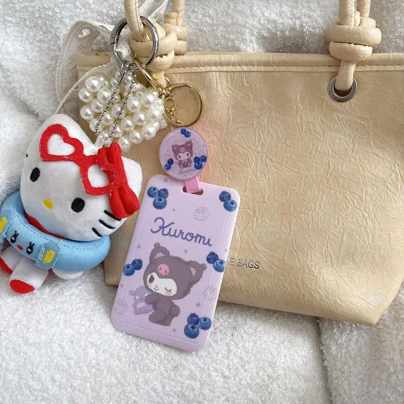 サリオ マイメロディ 学生証ホルダー、地下鉄通勤IDキーホルダー、バッグハンガー、イージー・プル・バックルハンガー