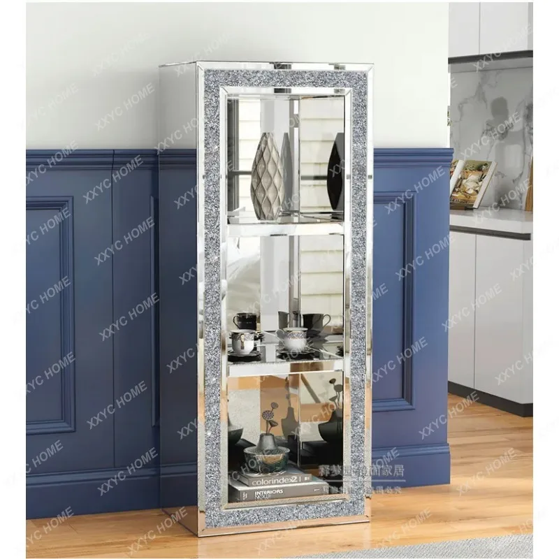 XX mirror wine cabinet Modern light luxury glass display cabinet Club home guest restaurant storage decorative cabinet