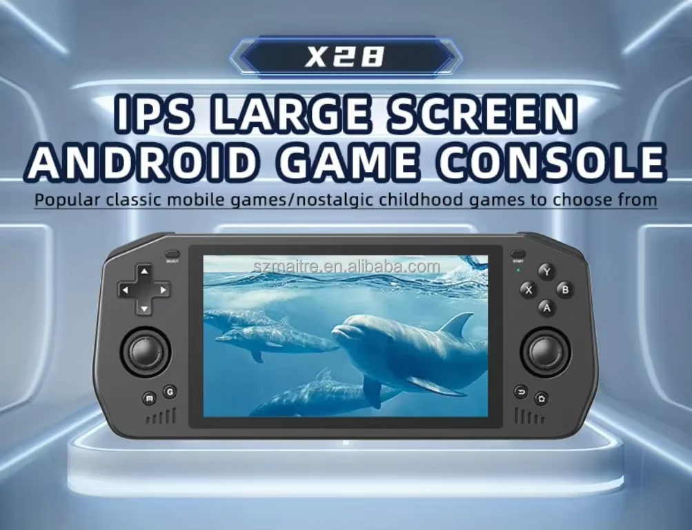 Powkiddy X28 Pemutar Video Game Mini Pengendali Game Rocker 3D Konsol Game Android Klasik Nirkabel Kontrol Sentuh 5.5 Inci