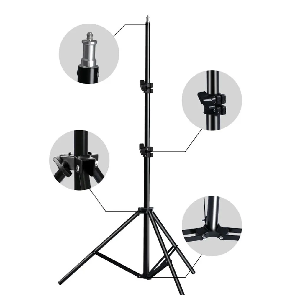 200cm Light Stand Aluminum Portable Photography Selfie Tripod with 1/4 Screw for LED Ring Lamp Softbox Phone Camera