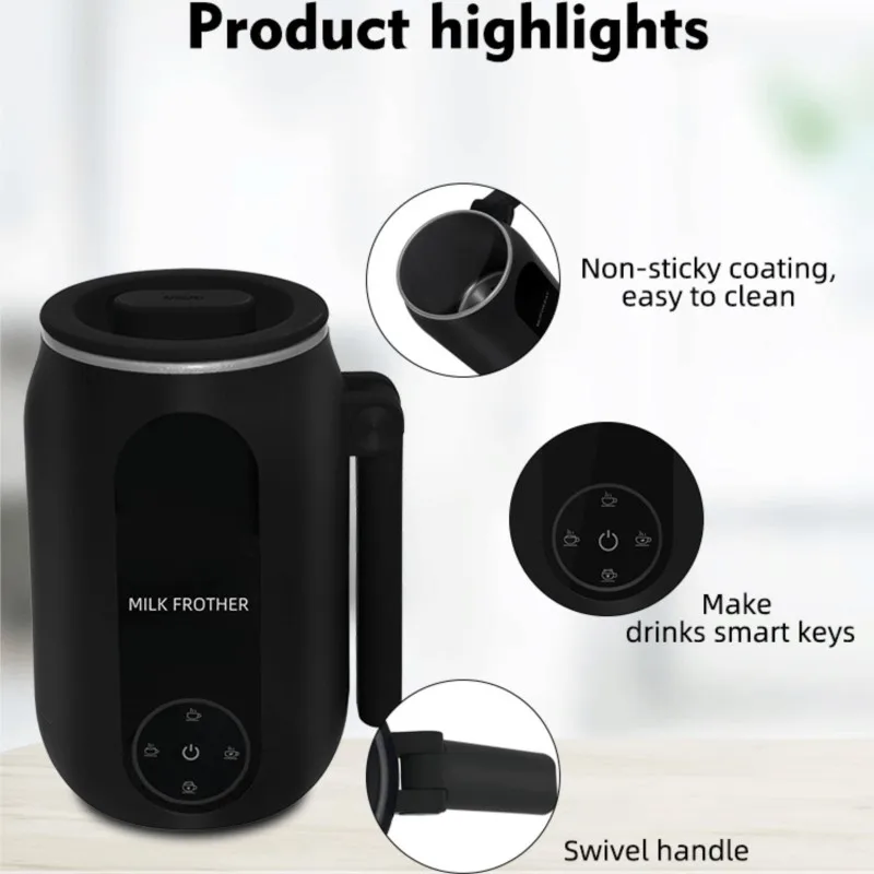 커피 우유 거품기 기계용 전기 우유 거품기, 4 in 1 자동 믹서, 접이식 핸들 우유 가열 스티머 거품기, 110V, 220V