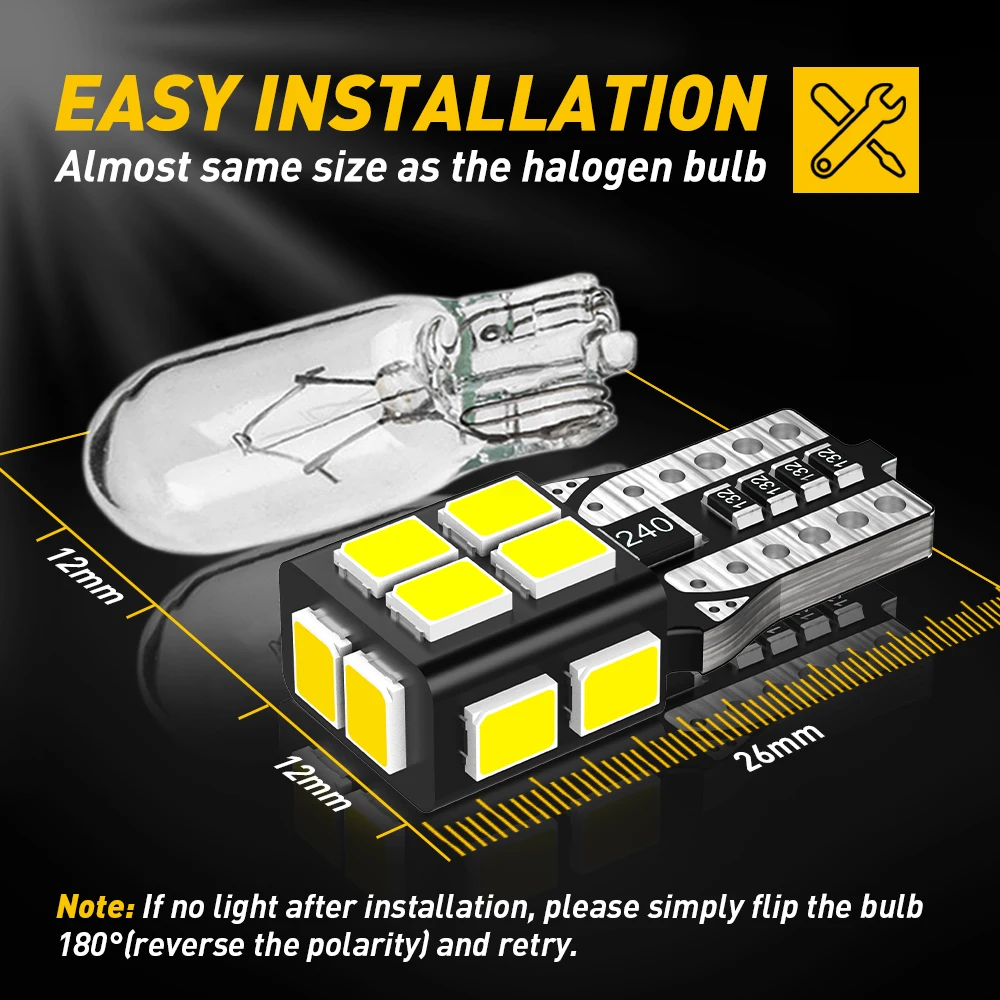 AUXITO T10 LED Light Car Bulb W5W LED Canbus 194 168 2825 LED Lamp Car Interior Lights Reading Golve Box Trunk Lamps 6000K White