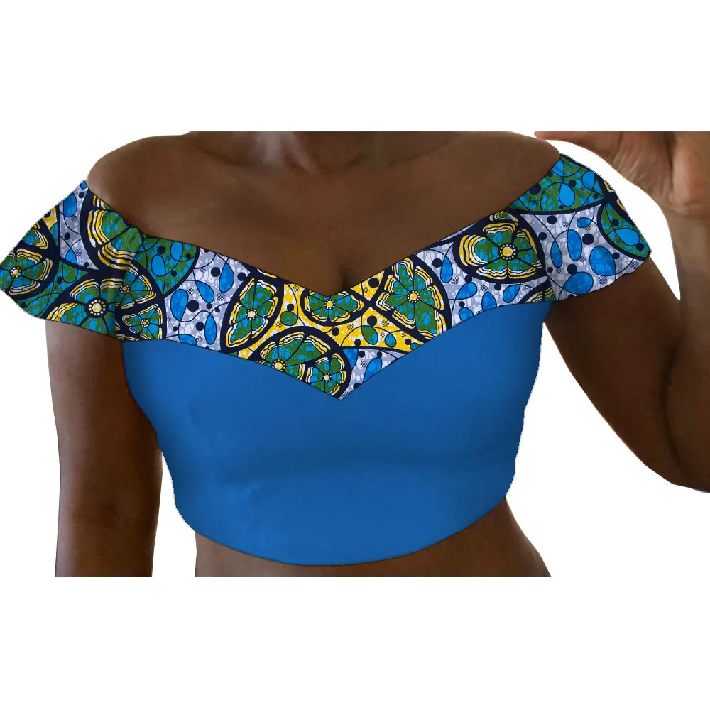 Top corto con estampado africano para mujer, Top de tubo con cuello en V, Dashiki con estampado Floral Ankara, ropa Sexy de Hip Hop, WY9363
