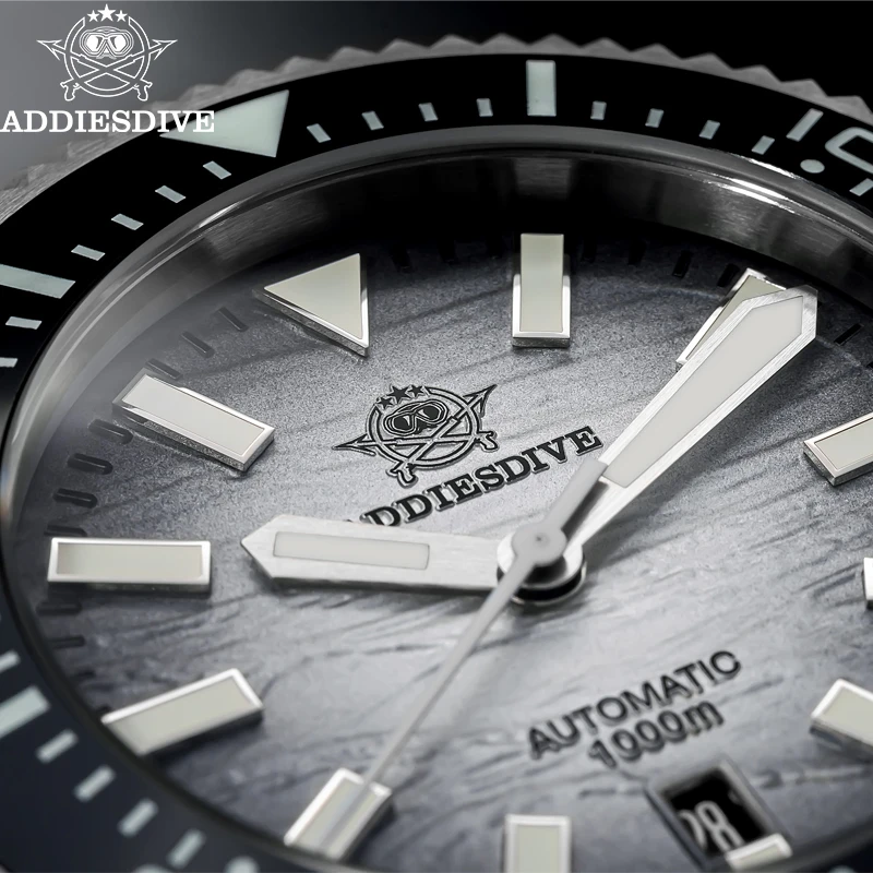 ADDIESDIVE New Watch For Men 1000 Waterproof Blue Blue Luminous Ceramic Bezel Sapphire Crystal 316L Steel Mechanical Watch