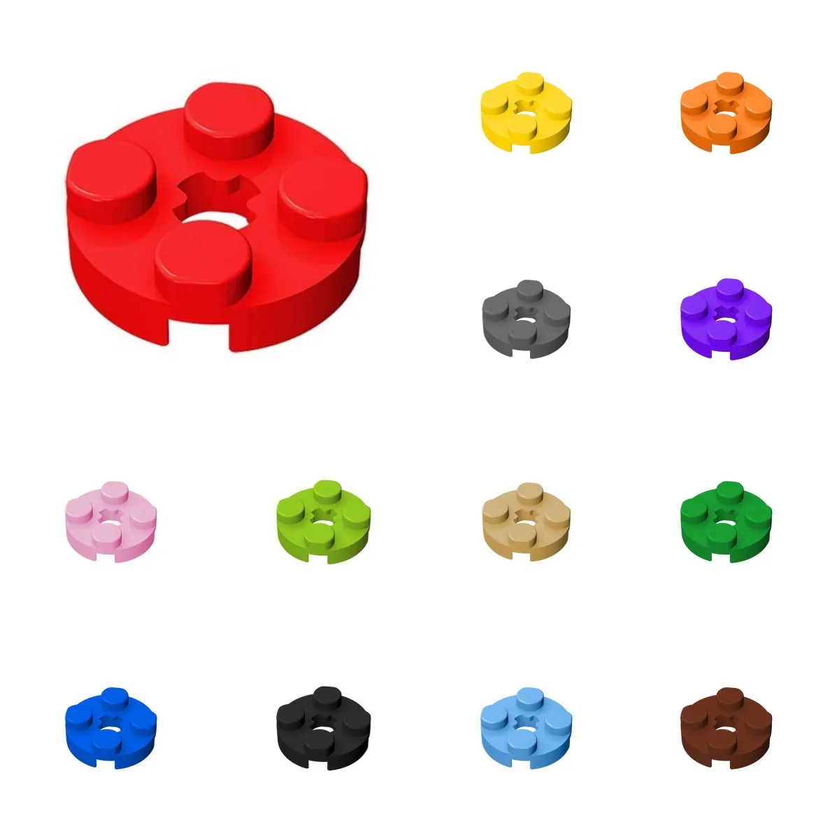 50PCS 4032 Platte Runde 2x2 mit Achsloch Ziegel Sammlungen Bulk Modular GBC Spielzeug Für Technische MOC DIY Gebäude Blöcke