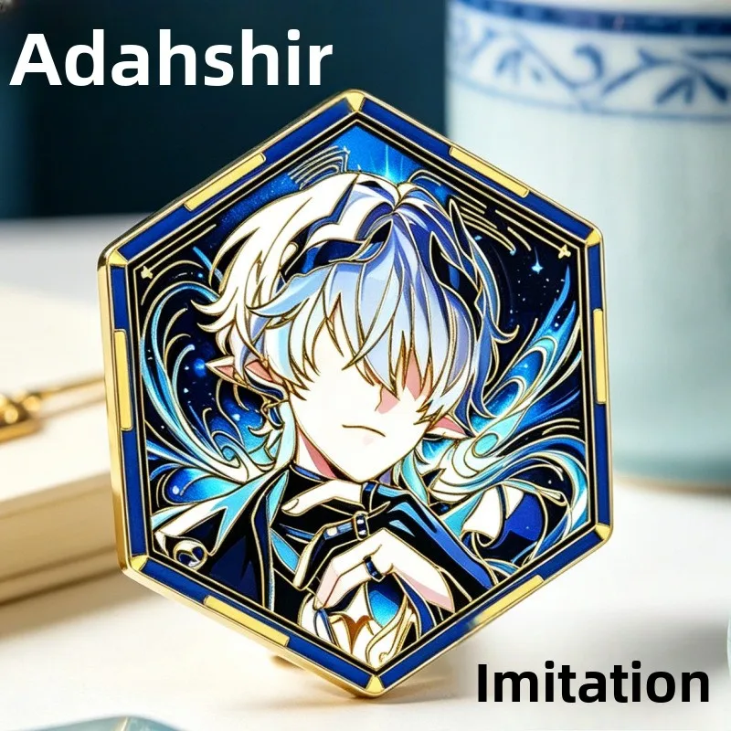 Adashir Hexagon Enamel Pin Badge, Anime Fanart Metal Lapel Brooch for Backpack, Collectible Gift