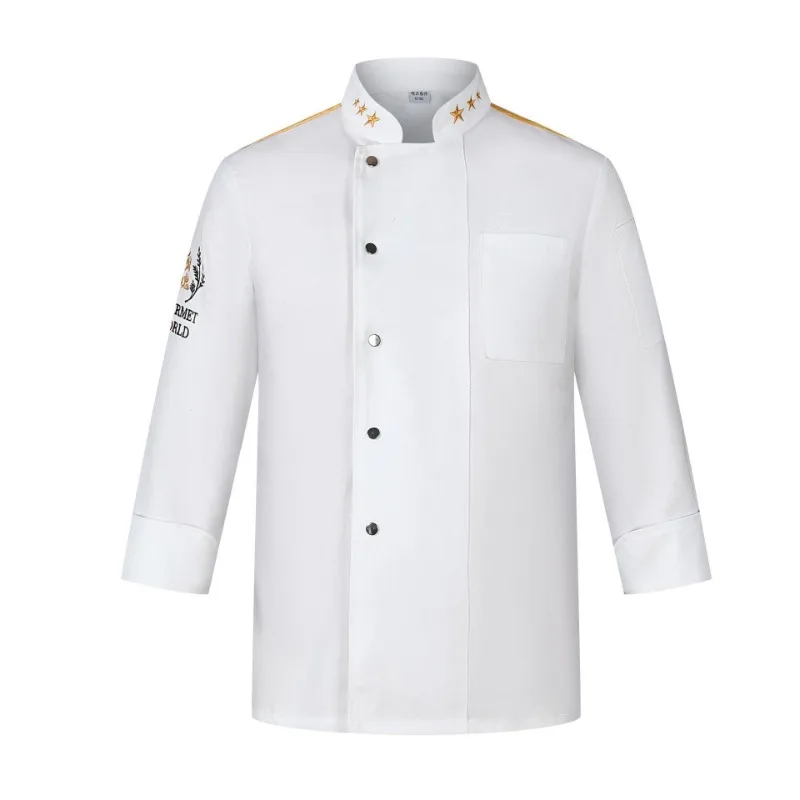 Mono de Chef de manga larga, ropa de cocina y espalda, Catering chino y occidental, ropa de Chef de Hotel para hombres