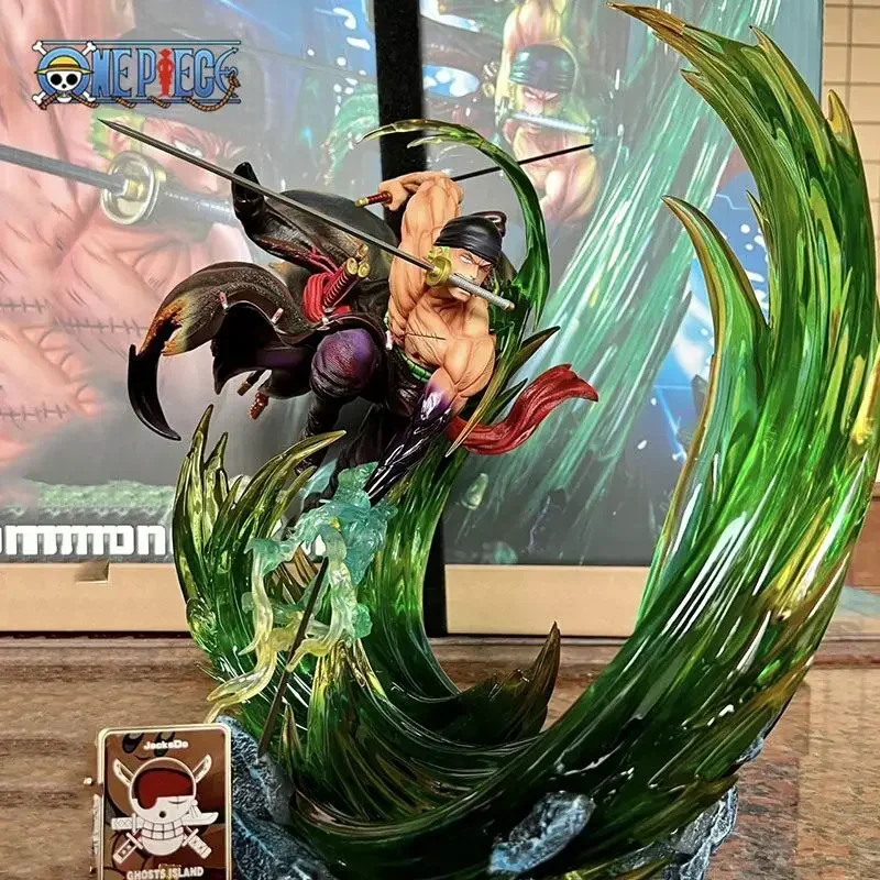 Figur One Piece 24cm Roronoa Zoro, Figur Anime Gk Bercahaya, Patung Pvc, Model Keren untuk Dekorasi Kamar, Mainan Hadiah Anak