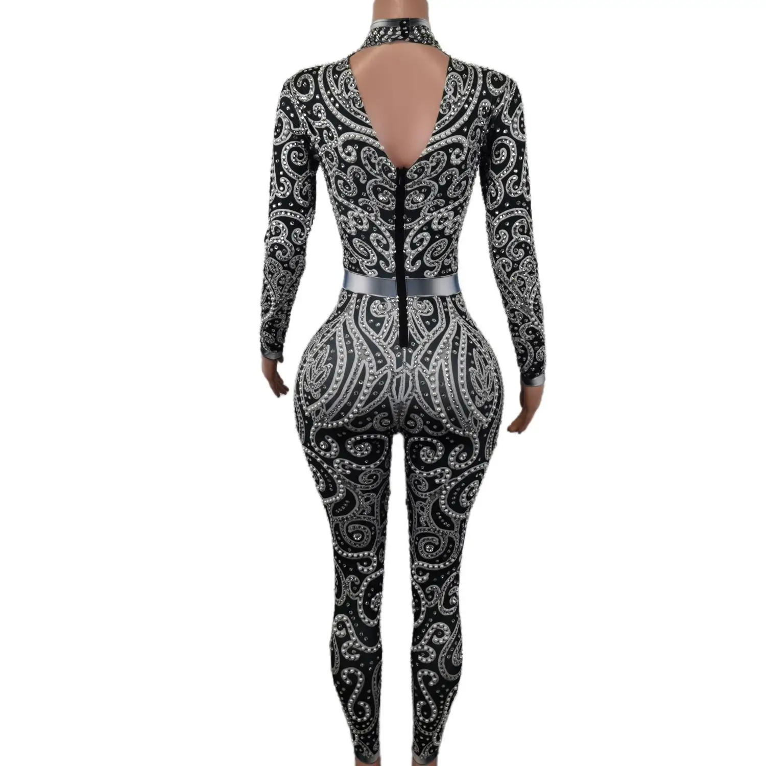 Luxury Fashion Pearls Rhinestones Jumpsuit Lady Evening Prom Dresses Birthday Party Celebrate Outfit Stage Wear Quanquan