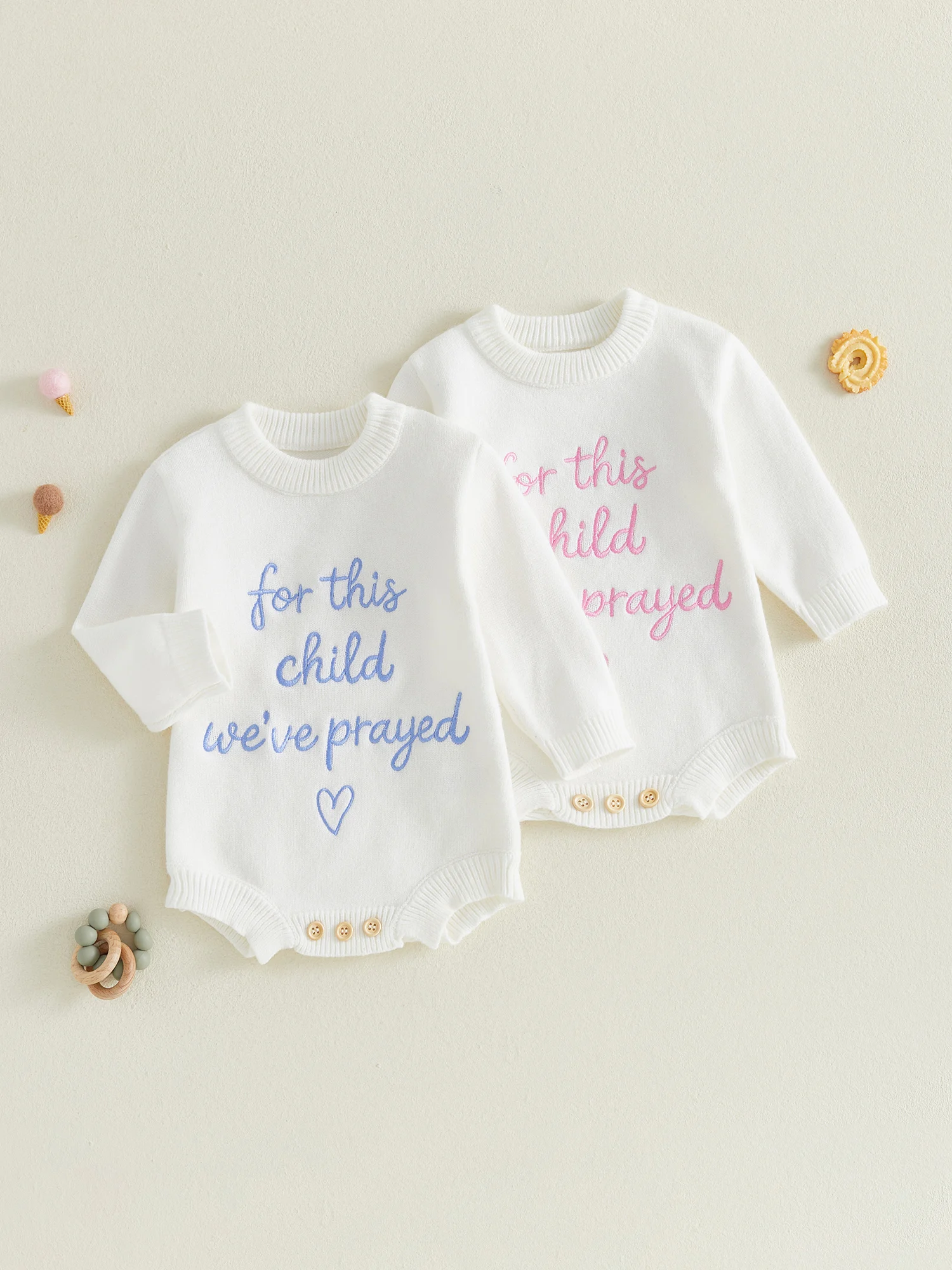 Romper Long Sleeve Long Sleeve Romper Long Embroidery Baby Knit Sweater Long-Sleeve-Letters Premium Infant Baby Knit