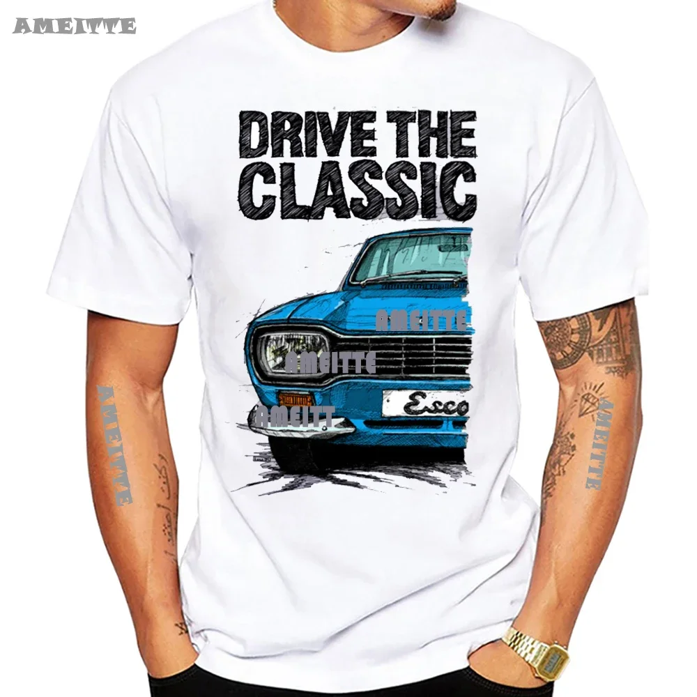New Summer Men Short Sleeve Drive Classic Escort Mk1 Mexico Sport Car Vintage T-Shirt Cool Boy White Tees Mans Tops